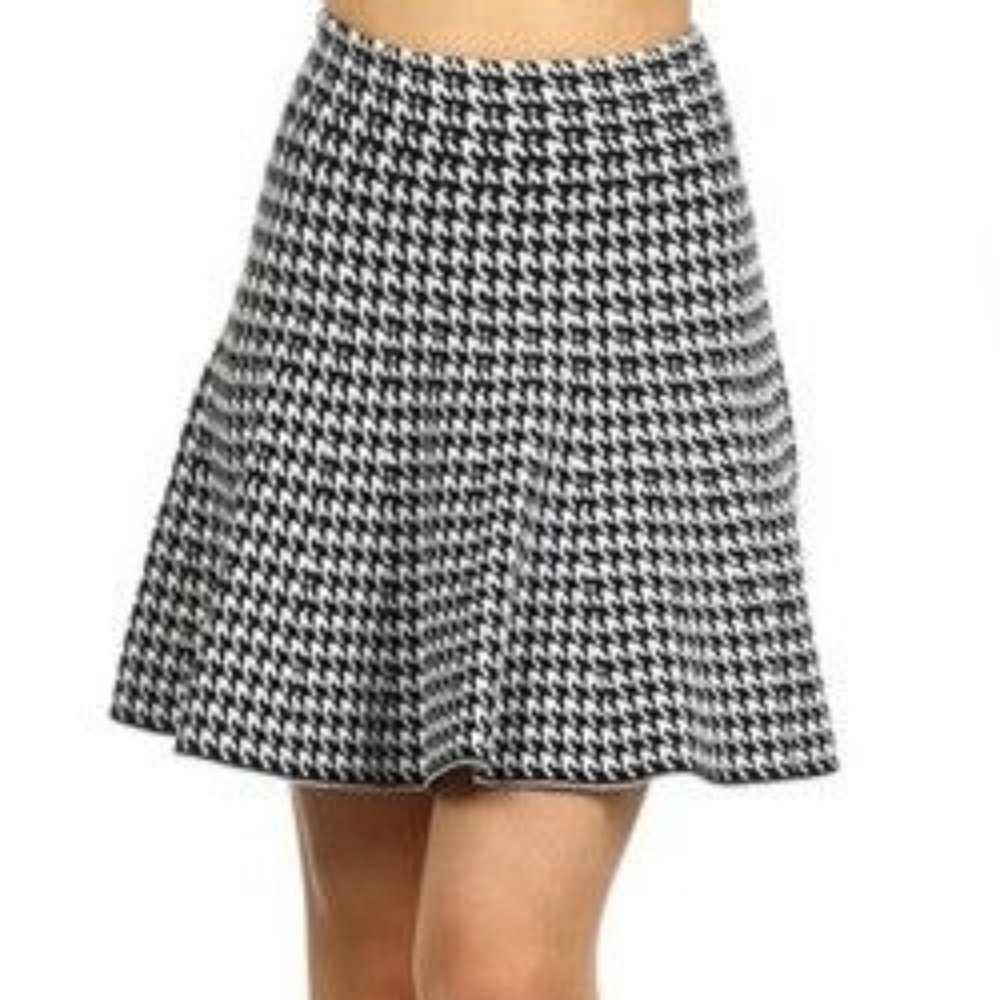 Mystree Houndstooth Fit n Flare Skirt